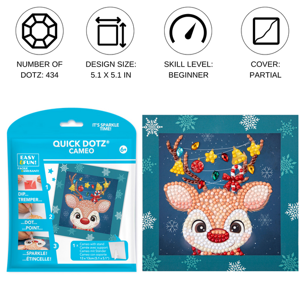 Dotz Diamond Dotz DOTZIES Reindeer Diamond Painting - 5.1" X 5.1"