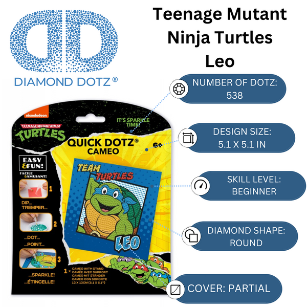 Dotz Diamond Dotz DOTZIES TMNT Leo Diamond Painting - 5.1" X 5.1"