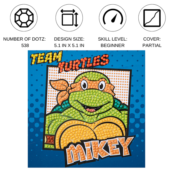 Dotz Diamond Dotz DOTZIES TMNT Mikey Diamond Painting - 5.1" X 5.1"