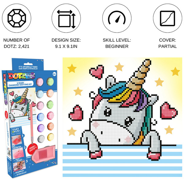 Dotz Diamond Dotz DOTZIES U Baby Diamond Painting - 9.1" X 9.1"