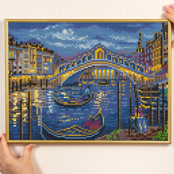 Dotz Diamond Dotz Evening Stroll To The Rialto Bridge - 13.8" X 9.8"