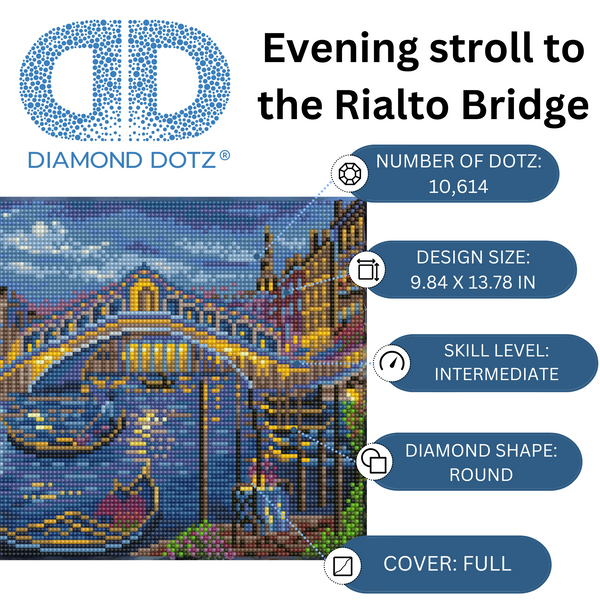 Dotz Diamond Dotz Evening Stroll To The Rialto Bridge - 13.8" X 9.8"