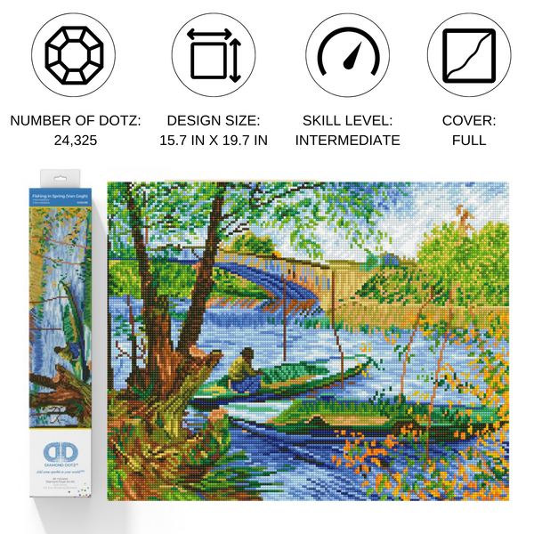 Dotz Diamond Dotz Fishing In Spring (Van Gogh) - 19.7" X 15.8"