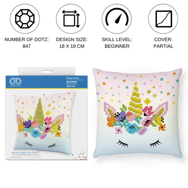Dotz Diamond Dotz Flower Crown Mini Pillow - 7.1" X 7.1"