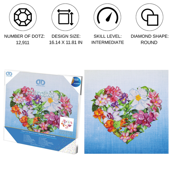 Dotz Diamond Dotz Flower Heart With Frame - 14.6" X 14.6"