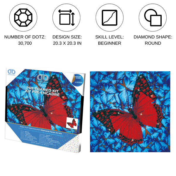 Dotz Diamond Dotz Flutter By Red With Frame - 12.0" X 12.0"