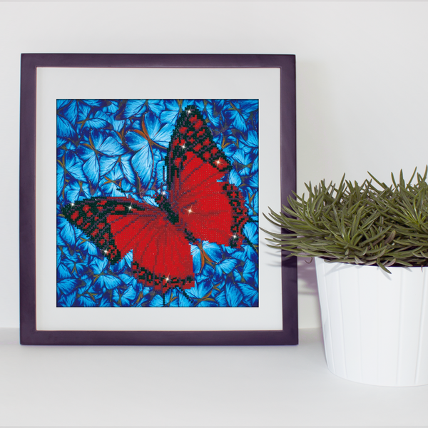 Dotz Diamond Dotz Flutter By Red With Frame - 12.0" X 12.0"