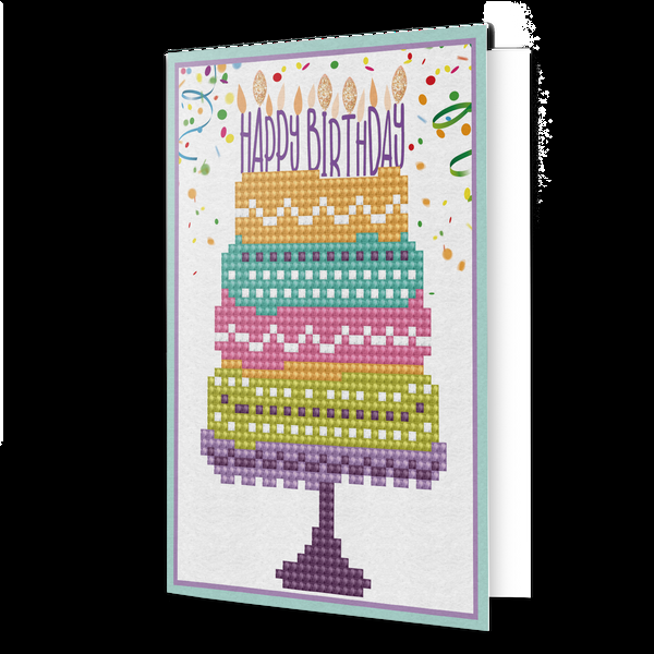 dotz Diamond Dotz Happy Birthday Cake Greeting Card - 5.0" x 7.0"