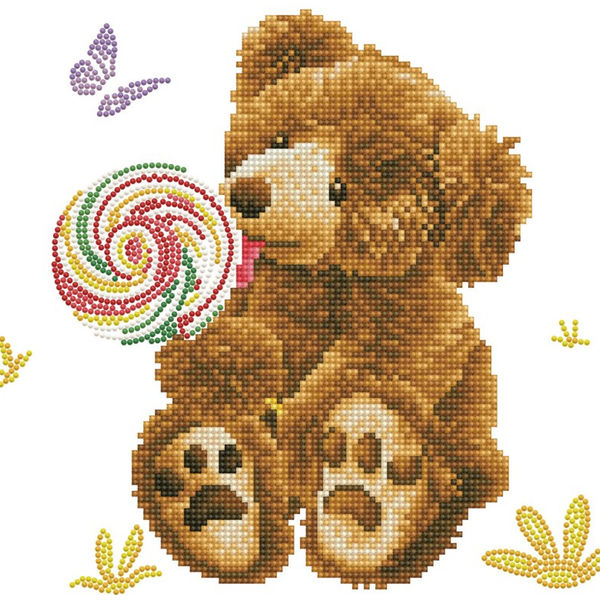 dotz Diamond Dotz Honey Pot Bear: Lolly Pop Lick - 12.0" x 12.0"