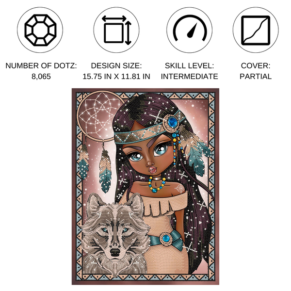 Dotz Diamond Dotz Indian Girl With Wolf - 11.8" X 15.8"