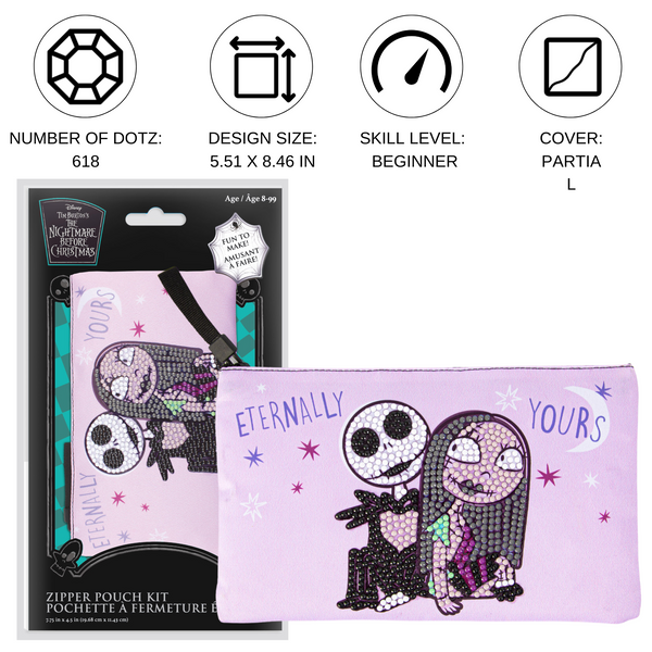 Dotz Diamond Dotz Jack And Sally Zipper Pouch - 7.75 X 4.5