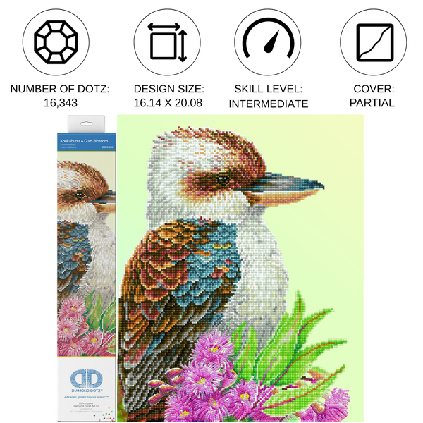 Dotz Diamond Dotz Kookaburra & Gum Blossom - 16.1" X 20.1"
