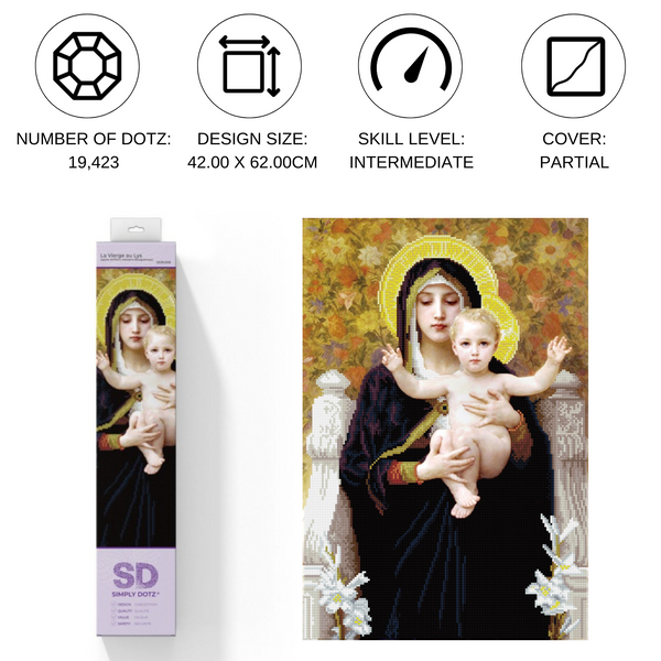 Dotz Diamond Dotz La Vierge Au Lys (apres William-Adolphe Bouguereay) - 16.5" X 24.4"