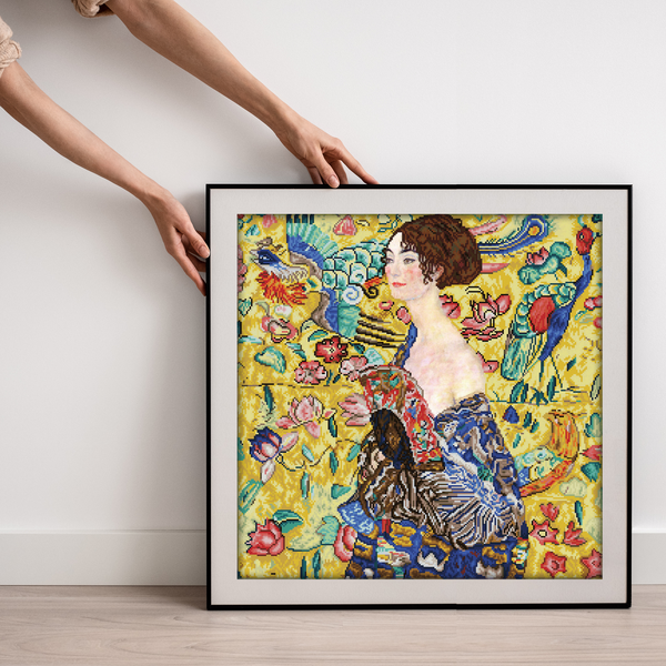 Dotz Diamond Dotz Lady With Fan (apres Klimt) - 26.4" X 26.4"