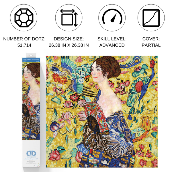 Dotz Diamond Dotz Lady With Fan (apres Klimt) - 26.4" X 26.4"