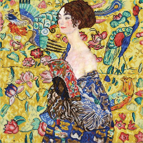 dotz Diamond Dotz Lady with Fan (apres Klimt) - 26.4" x 26.4"