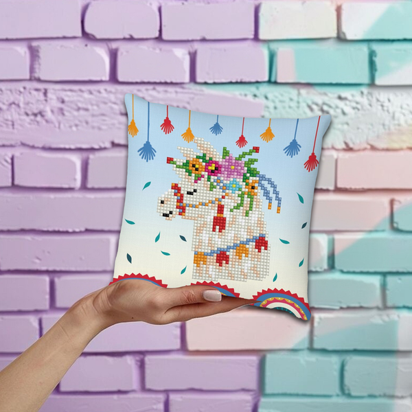 Dotz Diamond Dotz Llama Party Mini Pillow - 7.1" X 7.1"