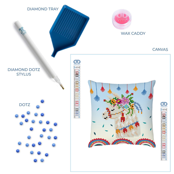 Dotz Diamond Dotz Llama Party Mini Pillow - 7.1" X 7.1"