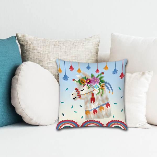 Dotz Diamond Dotz Llama Party Mini Pillow - 7.1" X 7.1"