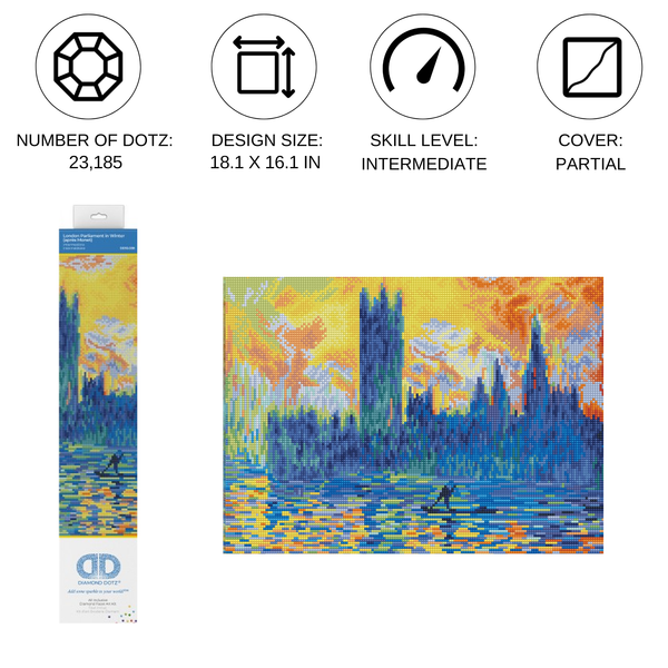 Dotz Diamond Dotz London Parliament In Winter (Apres Monet) - 18.1" X 16.1"