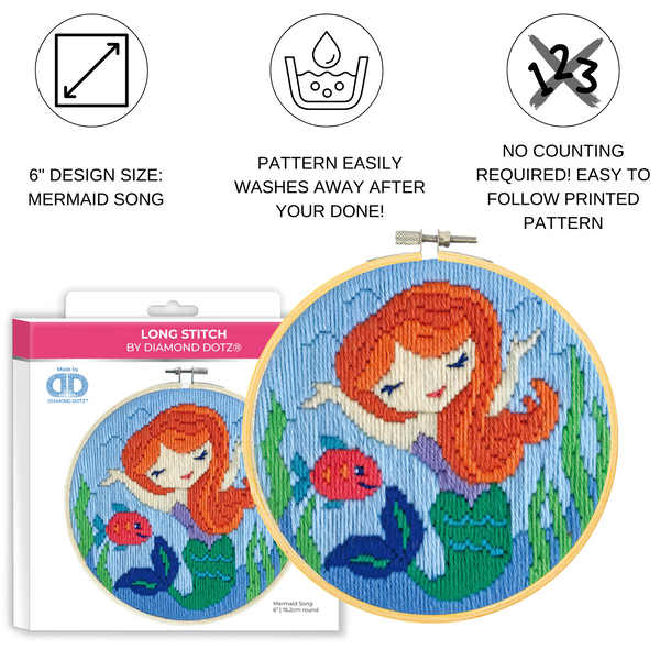 Dotz Diamond Dotz Long Stitch Cross Stitch Mermaid Song - 6.0"