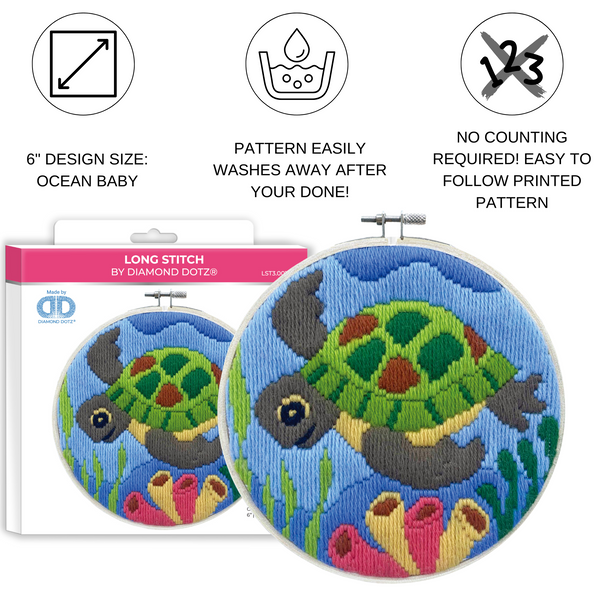 Dotz Diamond Dotz Long Stitch Cross Stitch Ocean Baby - 6.0"