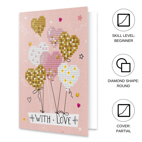 Dotz Diamond Dotz Love Balloons Greeting Card - 5.0" X 7.0"