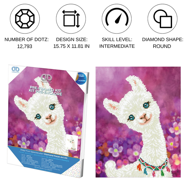 Dotz Diamond Dotz Lulu Llama With Frame - 12.6" X 16.5"