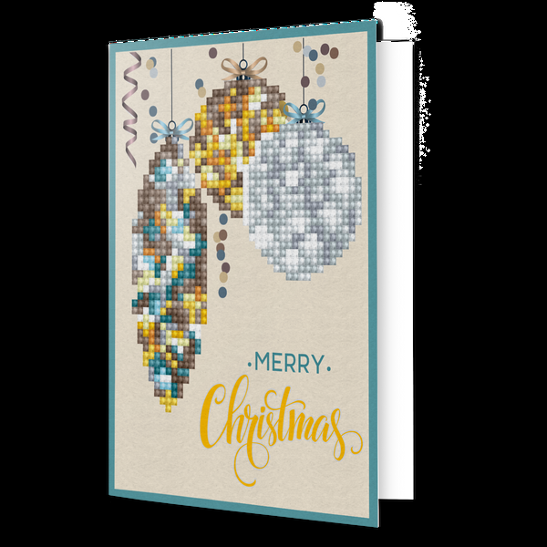 dotz Diamond Dotz Merry Christmas Baubles Antique Greeting Card - 5.0" x 7.0"