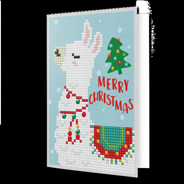 Dotz Diamond Dotz Merry Christmas Llama Greeting Card - 5.0" X 7.0"