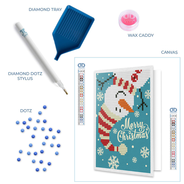 Dotz Diamond Dotz Merry Christmas Snowman Greeting Card - 5.0" X 7.0"
