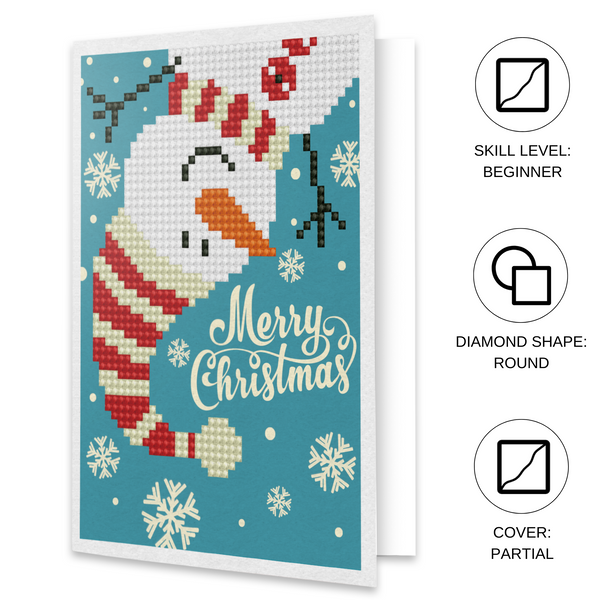 Dotz Diamond Dotz Merry Christmas Snowman Greeting Card - 5.0" X 7.0"