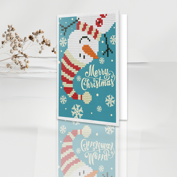 Dotz Diamond Dotz Merry Christmas Snowman Greeting Card - 5.0" X 7.0"