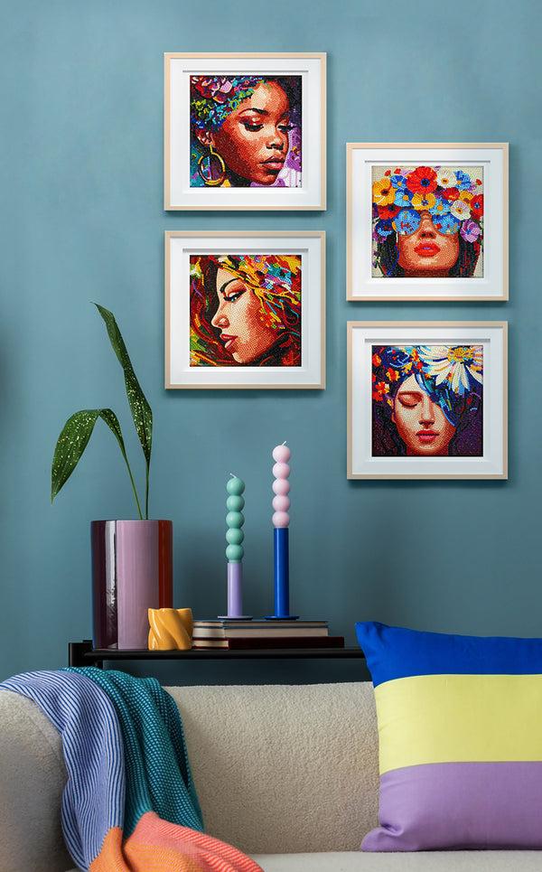 Dotz Diamond Dotz Mini Dotz Four Beauties Diamond Painting - 5.0" X 5.0"