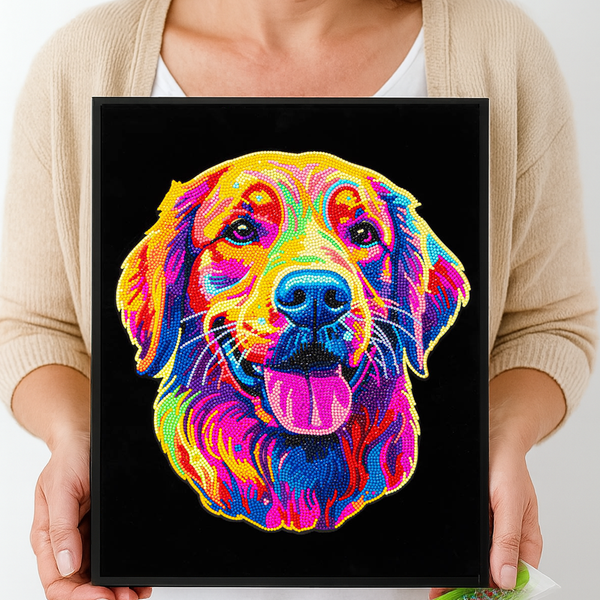 Dotz Diamond Dotz Neon Flock Golden Retriever - 14.0" X 18.0"