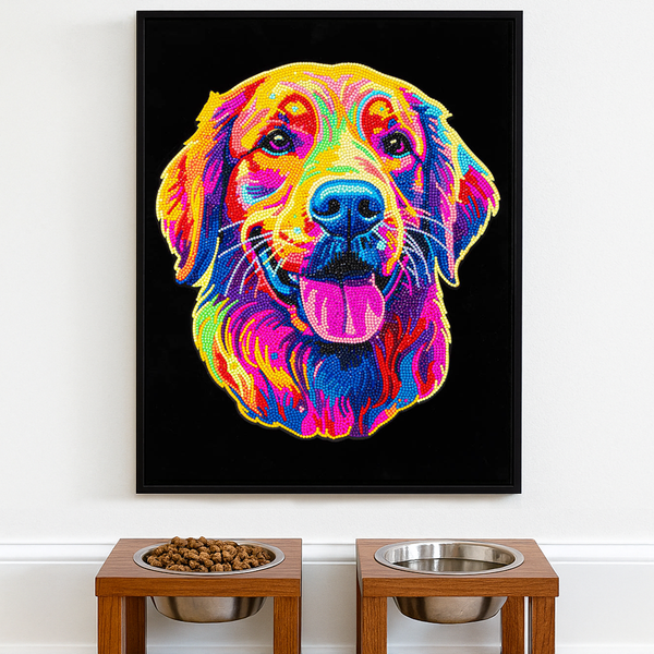 Dotz Diamond Dotz Neon Flock Golden Retriever - 14.0" X 18.0"