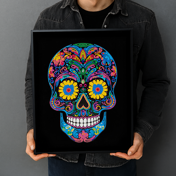 Dotz Diamond Dotz Neon Flock Sugar Skull - 14.0" X 18.0"