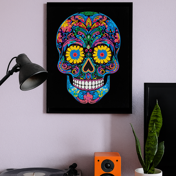 Dotz Diamond Dotz Neon Flock Sugar Skull - 14.0" X 18.0"