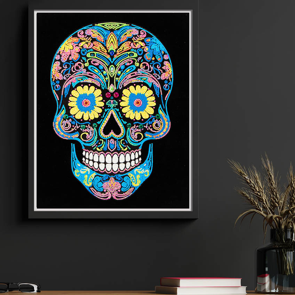 Dotz Diamond Dotz Neon Flock Sugar Skull - 14.0" X 18.0"
