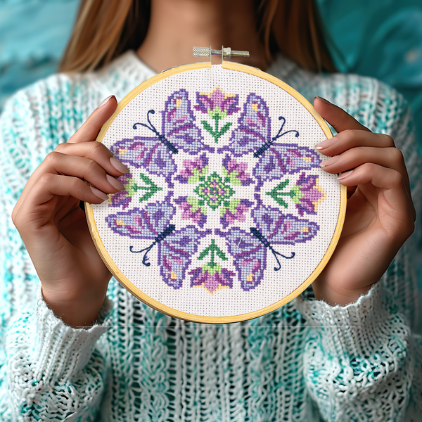 Dotz Diamond Dotz No-Count Cross Stitch Flutterby Mandala - 6 In