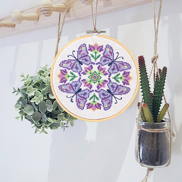 Dotz Diamond Dotz No-Count Cross Stitch Flutterby Mandala - 6 In