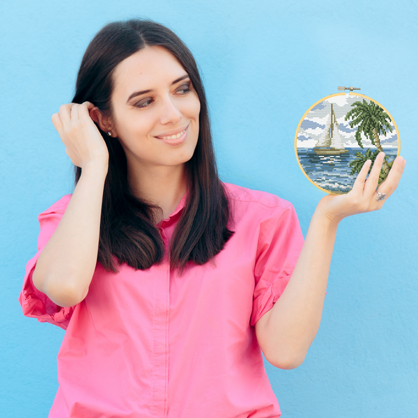 Dotz Diamond Dotz No-Count Cross Stitch Sailing Away - 6 In