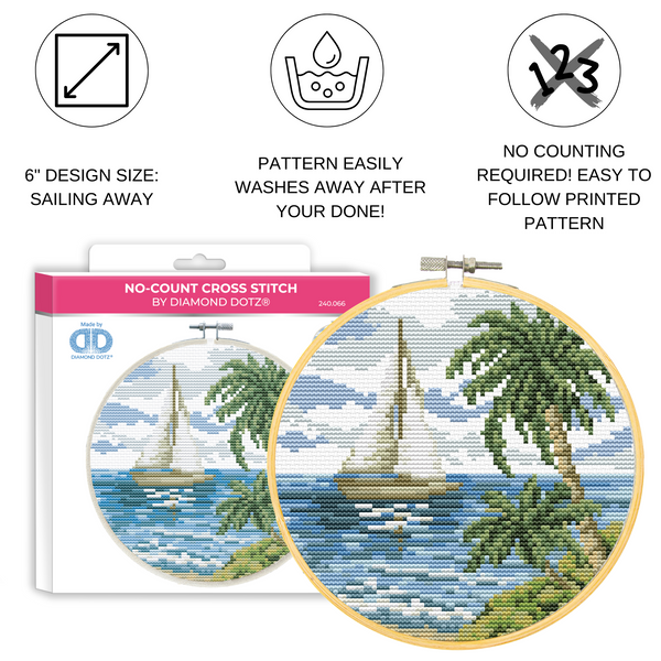 Dotz Diamond Dotz No-Count Cross Stitch Sailing Away - 6 In