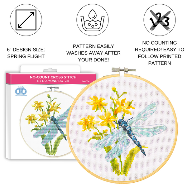 Dotz Diamond Dotz No-Count Cross Stitch Spring Flight - 6 In