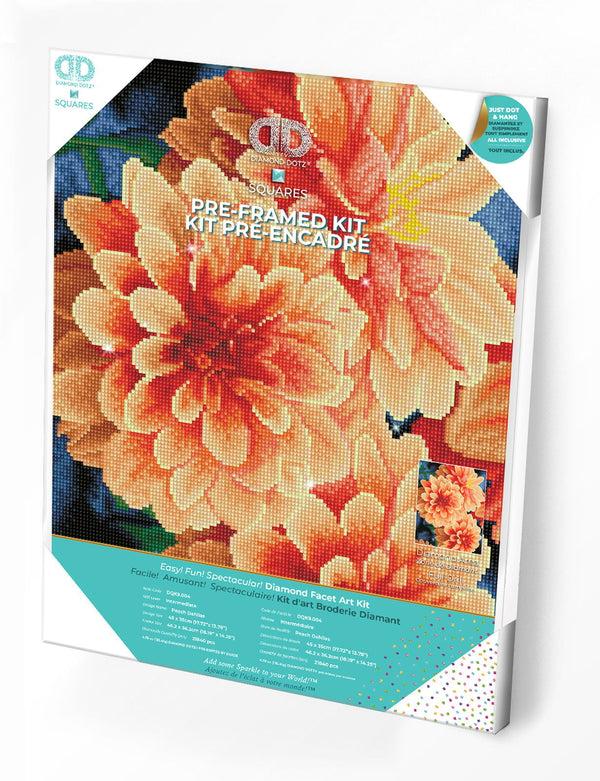 dotz Diamond Dotz Peach Dahlias Pre-Framed Kit - 17.7" x 13.8"