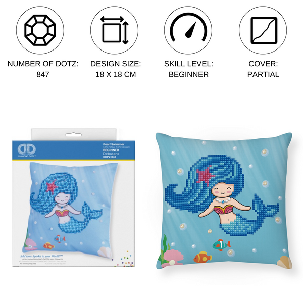 Dotz Diamond Dotz Pearl Swimmer Mini Pillow - 7.1" X 7.1"