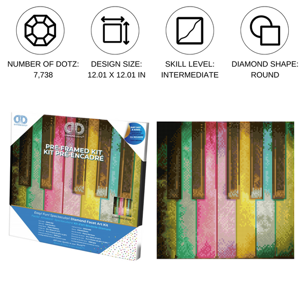 Dotz Diamond Dotz Piano Rainbow With Frame - 11.8" X 11.8"