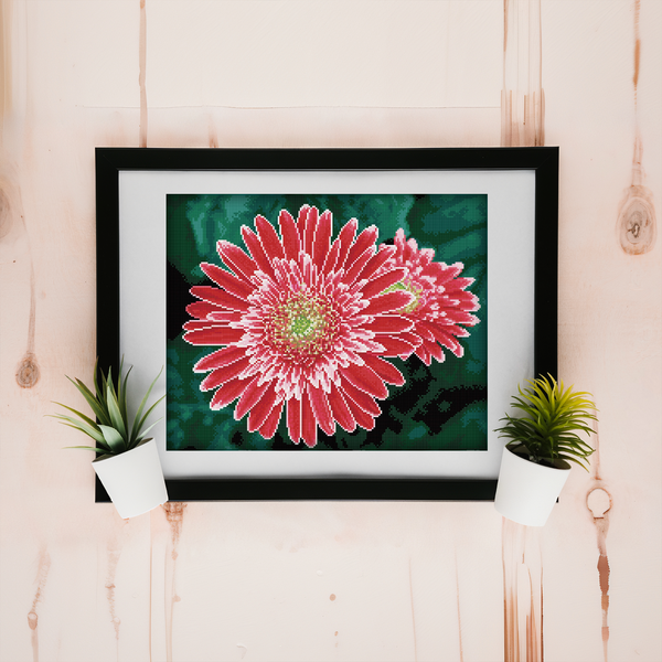 Dotz Diamond Dotz Pink Gerberas Pre-Framed Kit - 19.7" X 15.8"