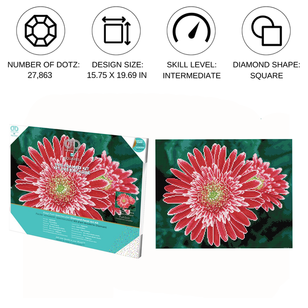 Dotz Diamond Dotz Pink Gerberas Pre-Framed Kit - 19.7" X 15.8"