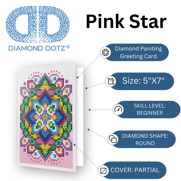 Dotz Diamond Dotz Pink Star Greeting Card - 5.0" X 7.0"